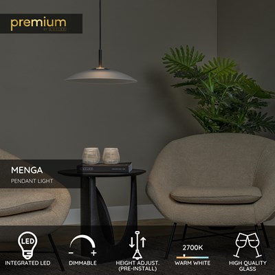 Lucide MENGA - Pendant light - Ø 40 cm - LED Dim. - 1x11W 2700K - Opal | Premium